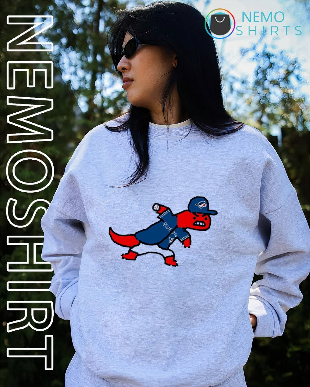 Toronto Raptors dinosaur mascot Toronto Blue Jays mashup shirt