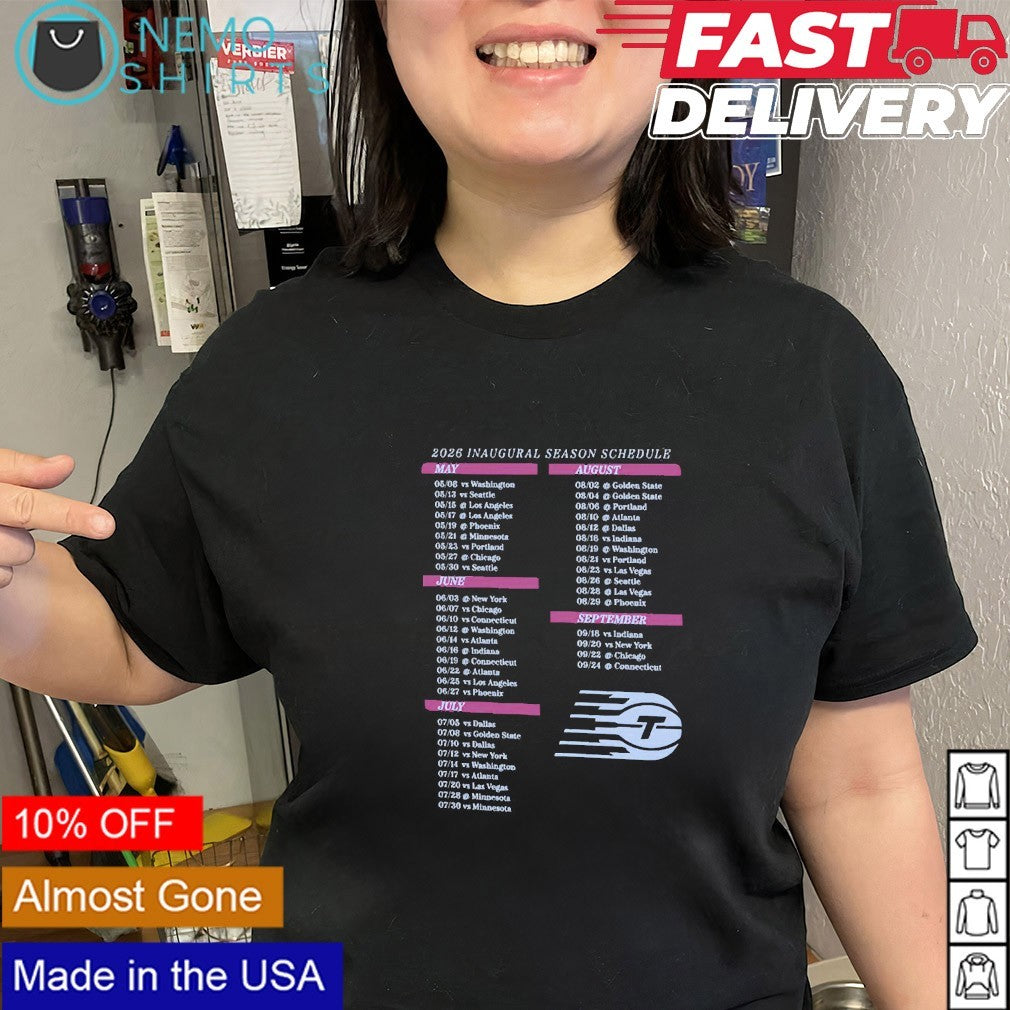 Toronto Tempo WNBA 2026 Inaugural Season schedule shirt