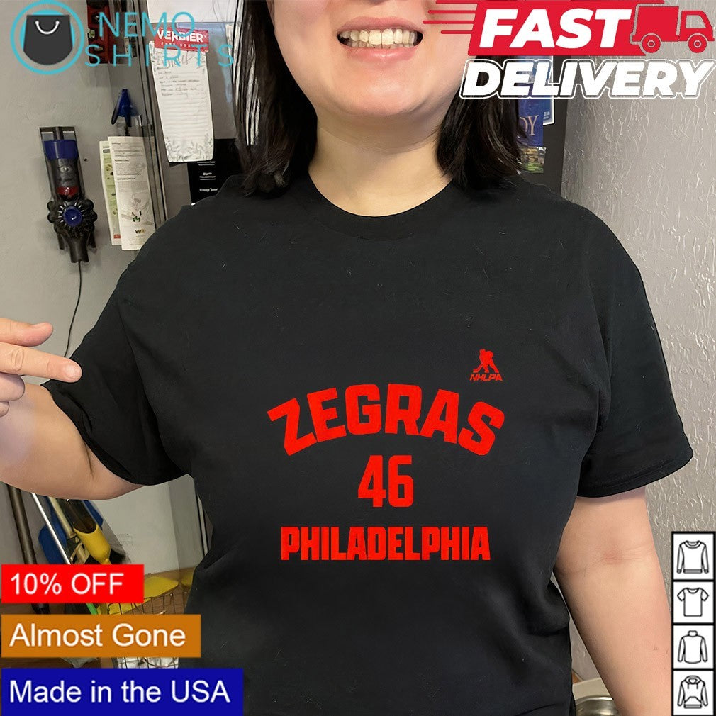Trevor Zegras 46 Philadelphia Flyers name and number shirt