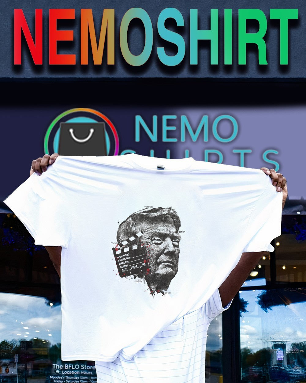 Trump Hollywood for another false flag the us is a stage shirt