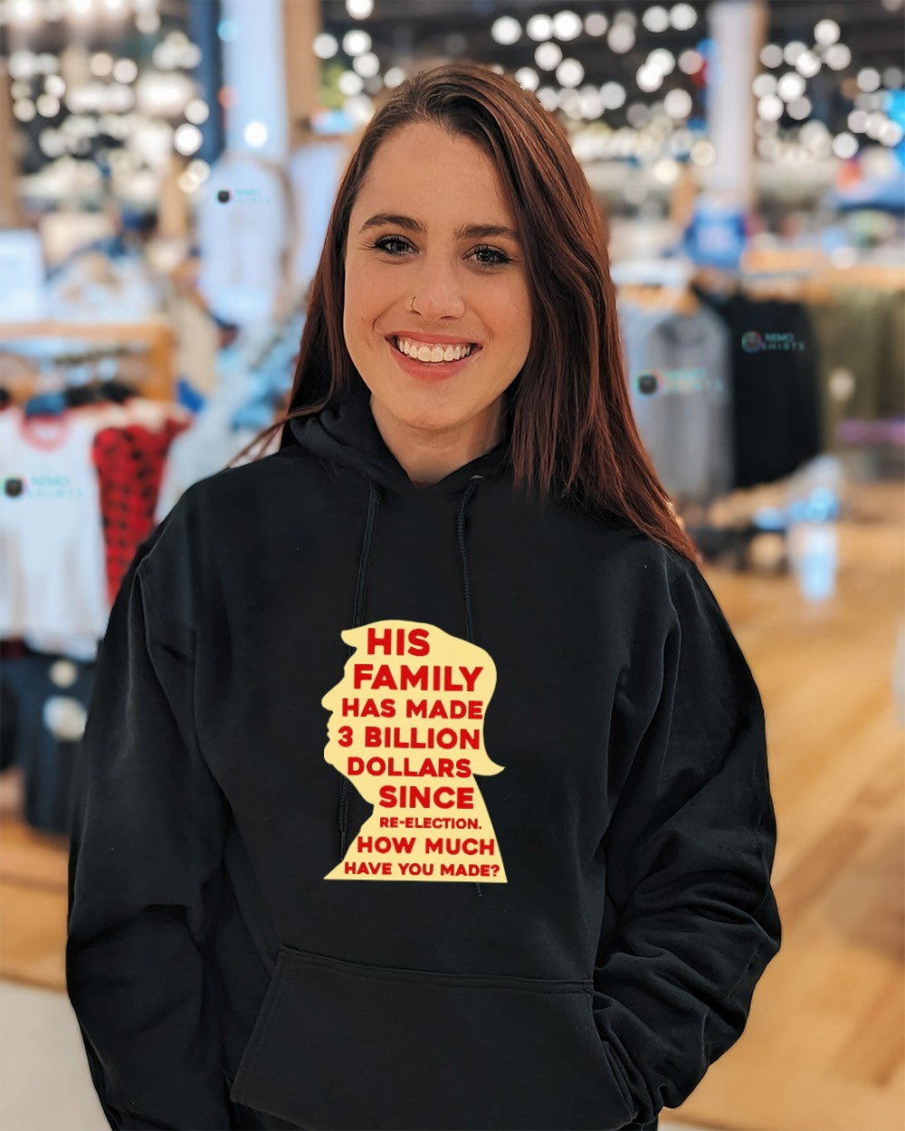 Trump his family has made 3 billion dollars since re-election how much have you made shirt