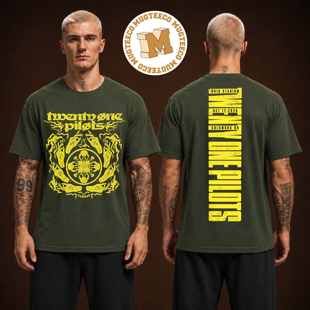 Twenty One Pilots Columbus OH 2026 Exclusive Tee At Ohio Stadium On October 17 2026 Two Sided Unisex Olive Green T-Shirt