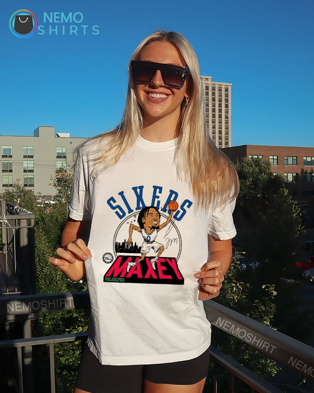 Tyrese Maxey Philadelphia 76ers signature caricature shirt