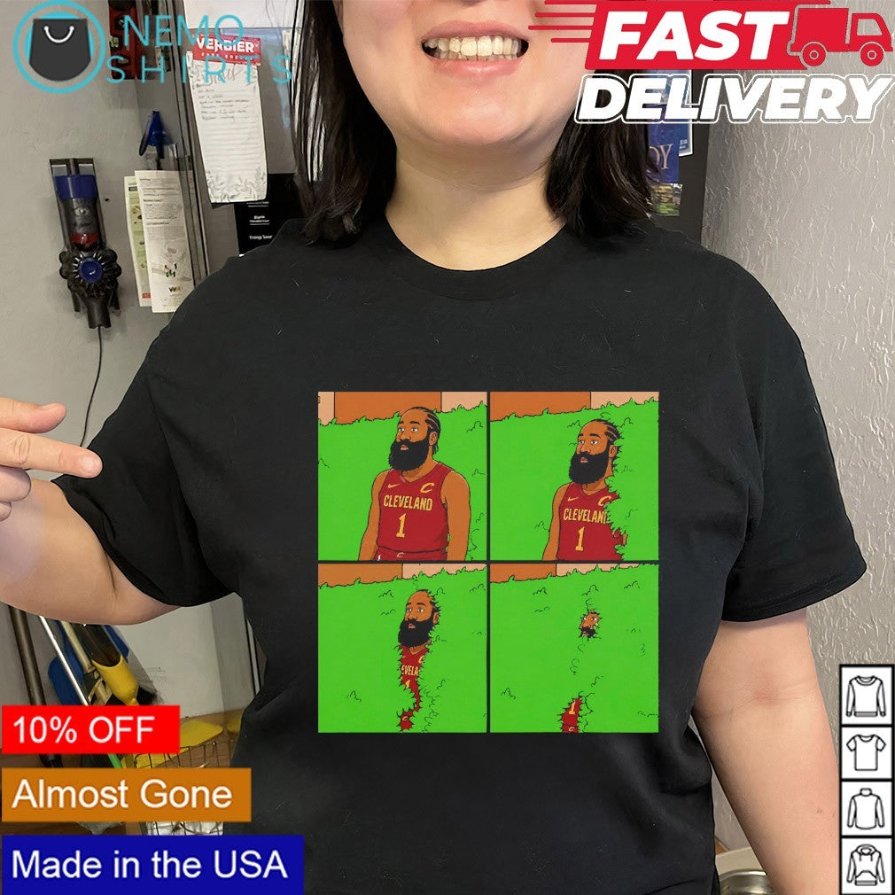 Cavs James Harden every postseason disappearing into a hedge meme shirt