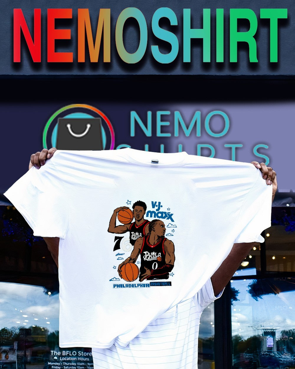 VJ Edgecombe and Tyrese Maxey Philadelphia 76ers basketball players shirt