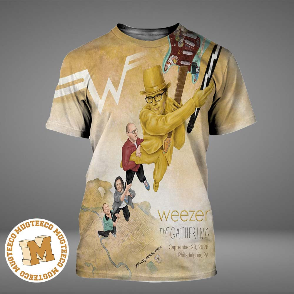 Weezer The Gathering Philadelphia PA 2026 Event Poster At Xfinity Mobie Arena On September 29 2026 All Over Print Shirt