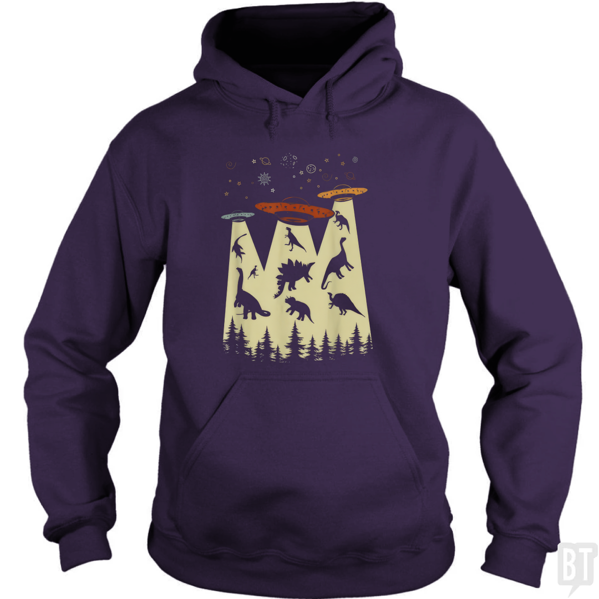 Vintage Dinosaur Alien Abduction Hoodie