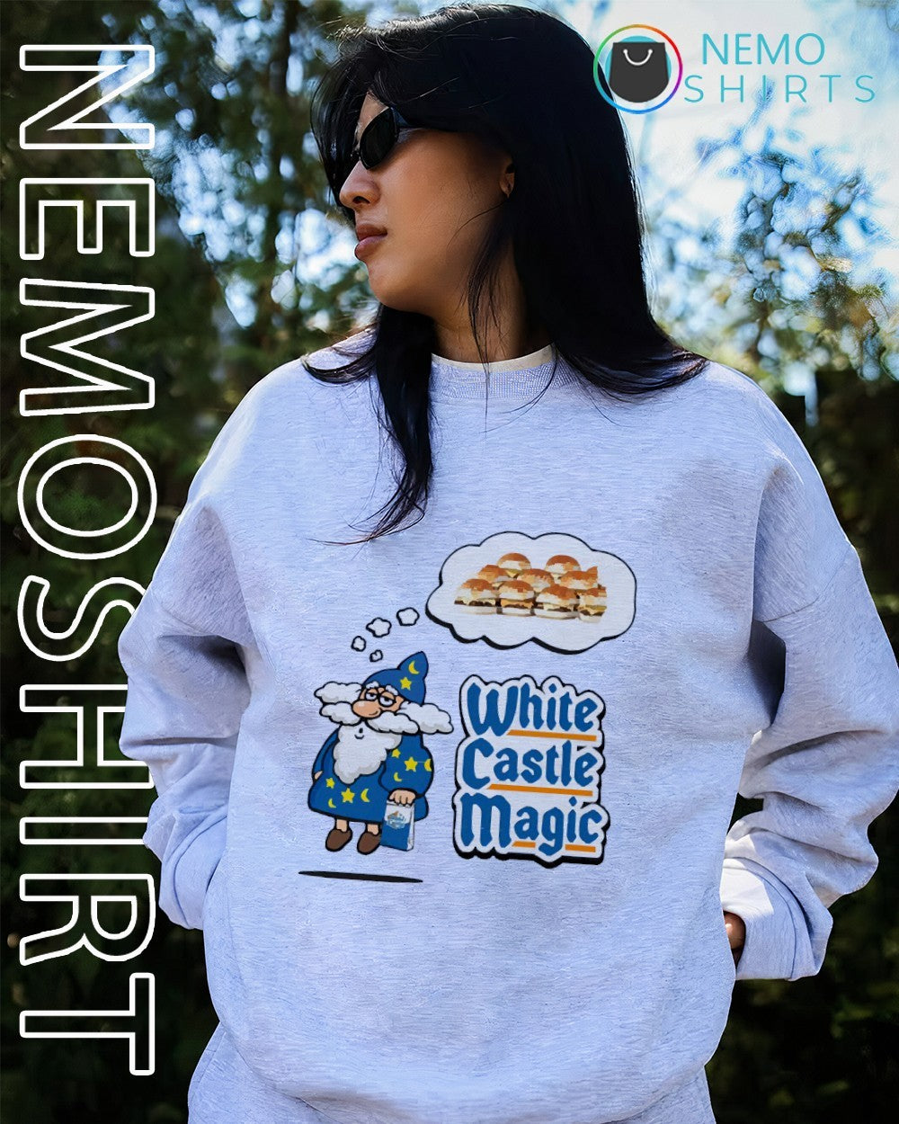 White castle magic wizard fast-food sliders cartoon shirt