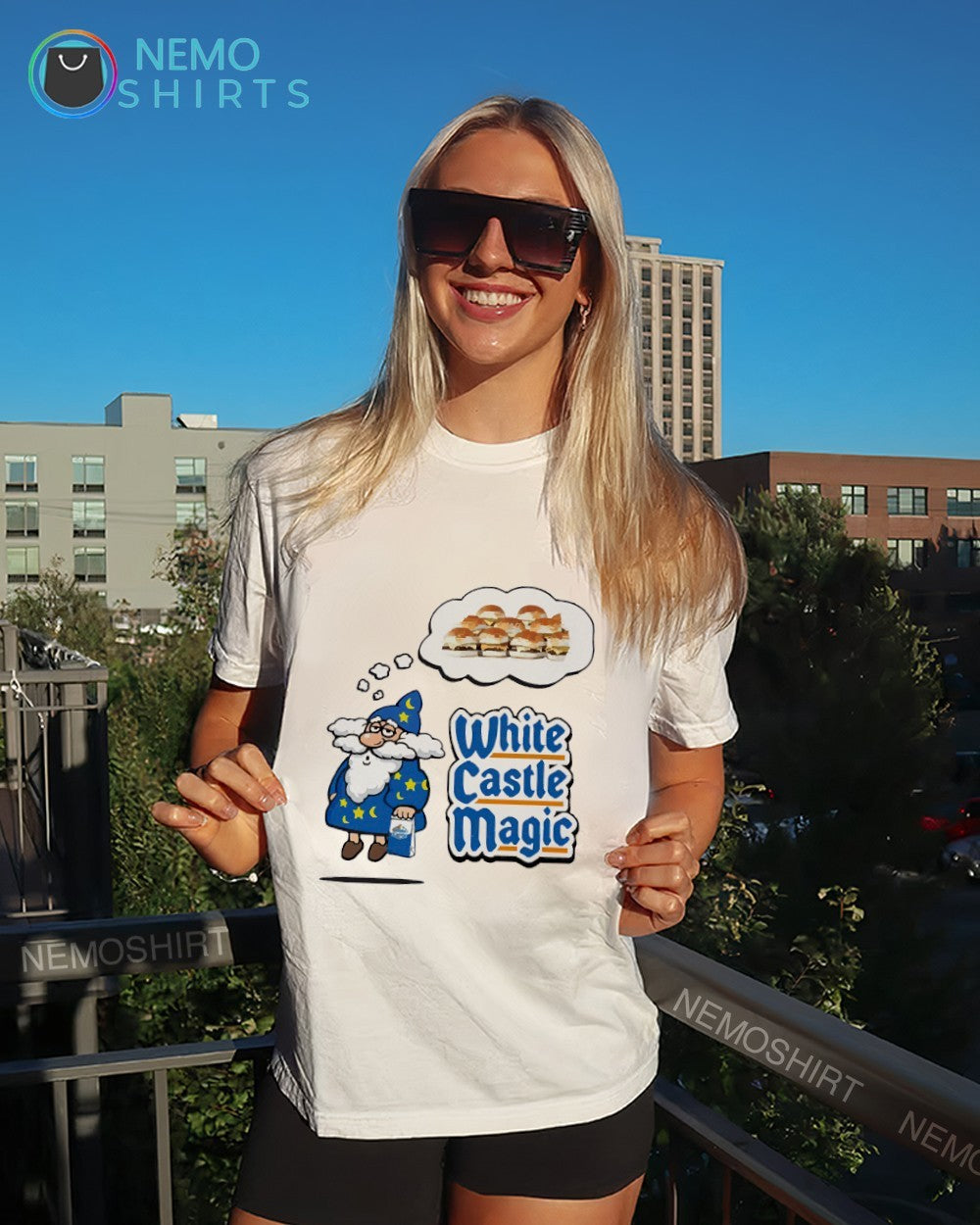 White castle magic wizard fast-food sliders cartoon shirt