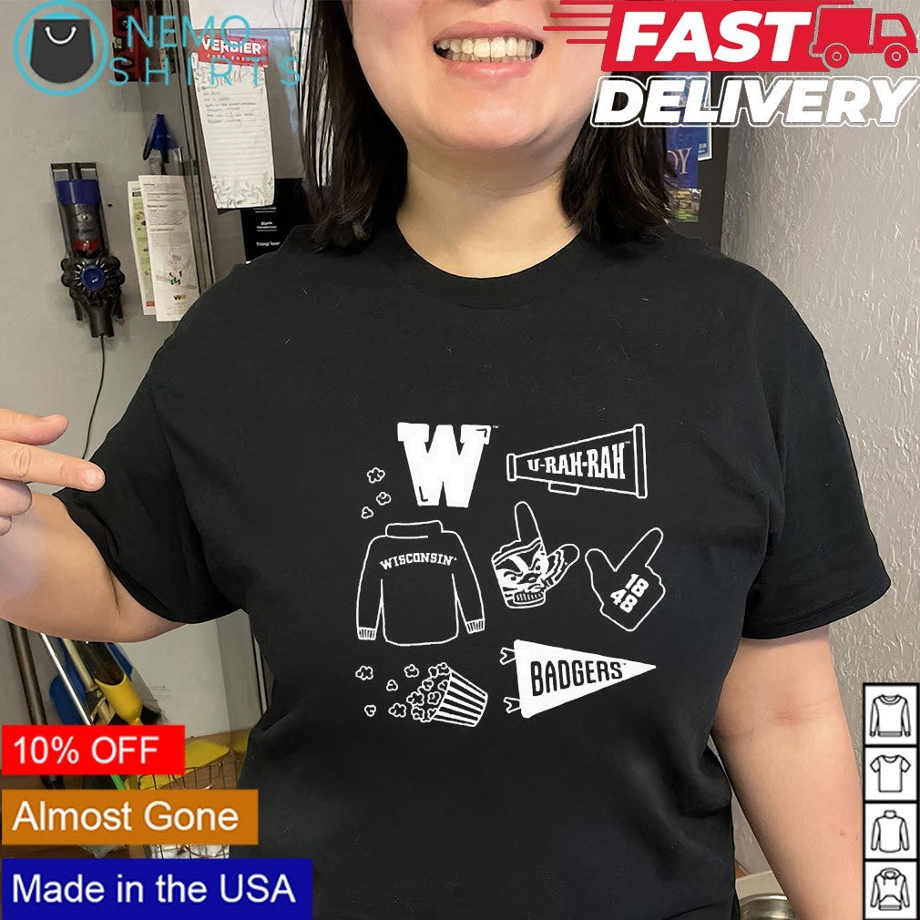 Wisconsin Badgers game day bucket of Rathskeller popcorn shirt