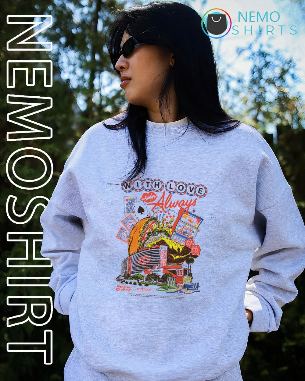 With love always casino graphic shirt