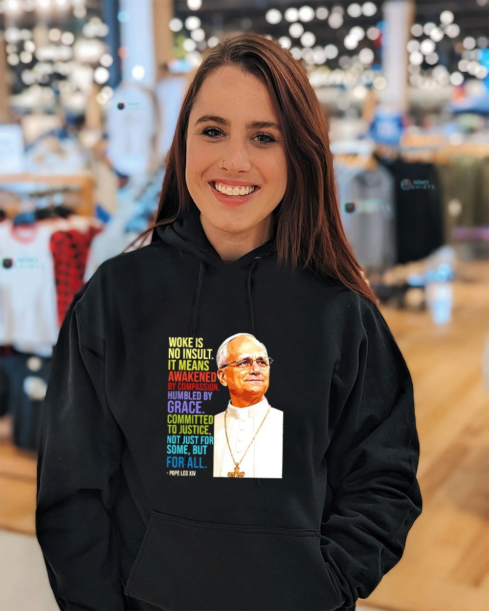 Woke is no insult it means awakened by compassion humbled by grace Pope Leo XIV shirt
