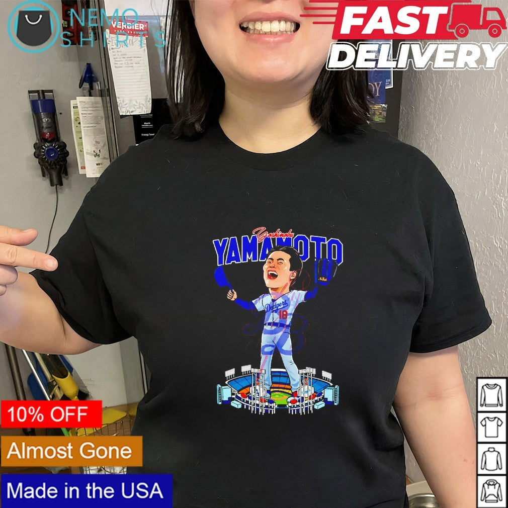 Yamamoto Yoshinobu Los Angeles Dodgers caricature player stadium shirt