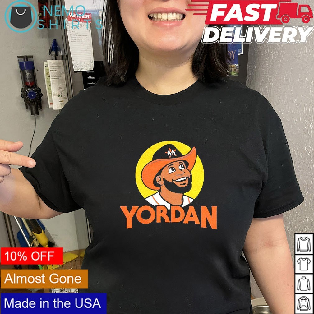 Yordan Houston Astros Yordan Alvarez wearing homer hat shirt