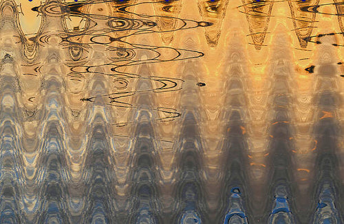 Abstract Digital Pond At Sunset Waves Print