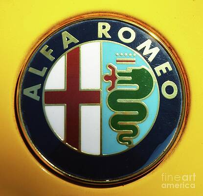 Alfa Romeo Logo On A Yellow Background Print