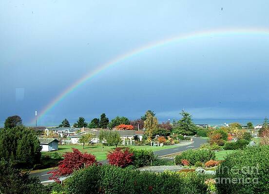Arched Rainbow Across The Strait Of Juan De Fuca In The Pacific Northwest Print