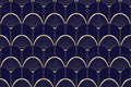 Art Deco Egyptian Blue Fan Pattern Print
