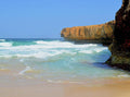 Aruba Beach  Eroding  Sandstone Shoreline With Breaking Waves On Beach Print