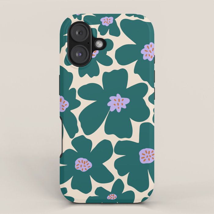 Retro Daisy - Green, purple and pink  iPhone Case Gallery Image 1
