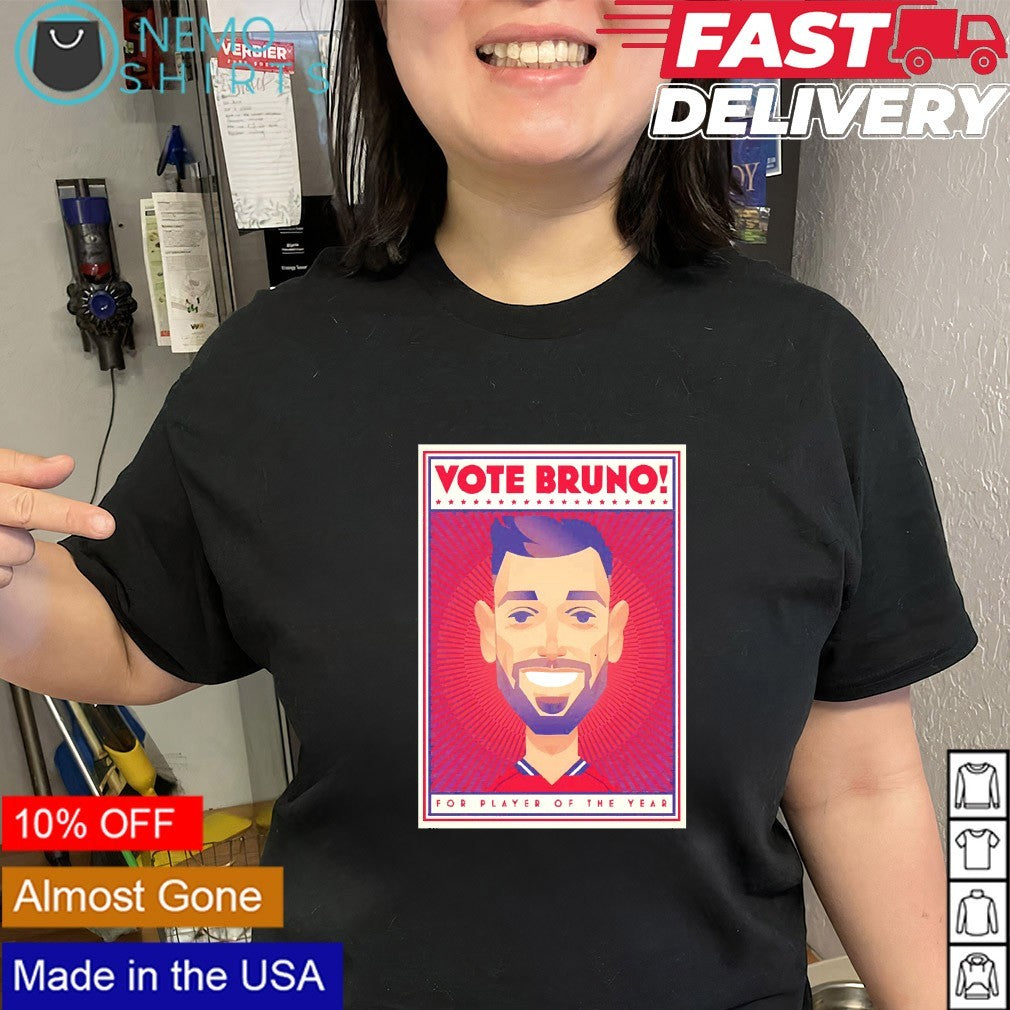 Vote Bruno Fernandes Manchester United for player of the year shirt