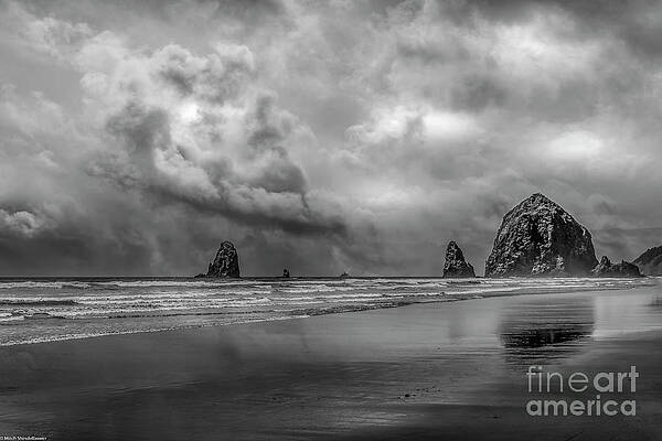 Cannon Beach Storm Black And White Print