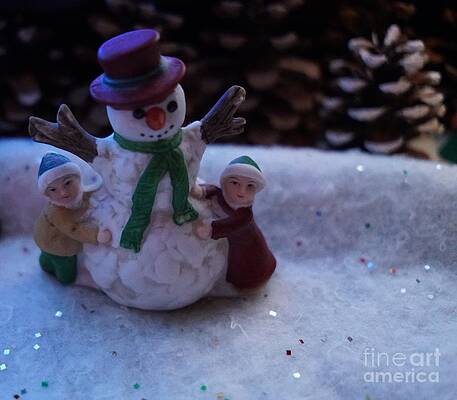 Children And The Snowman Print