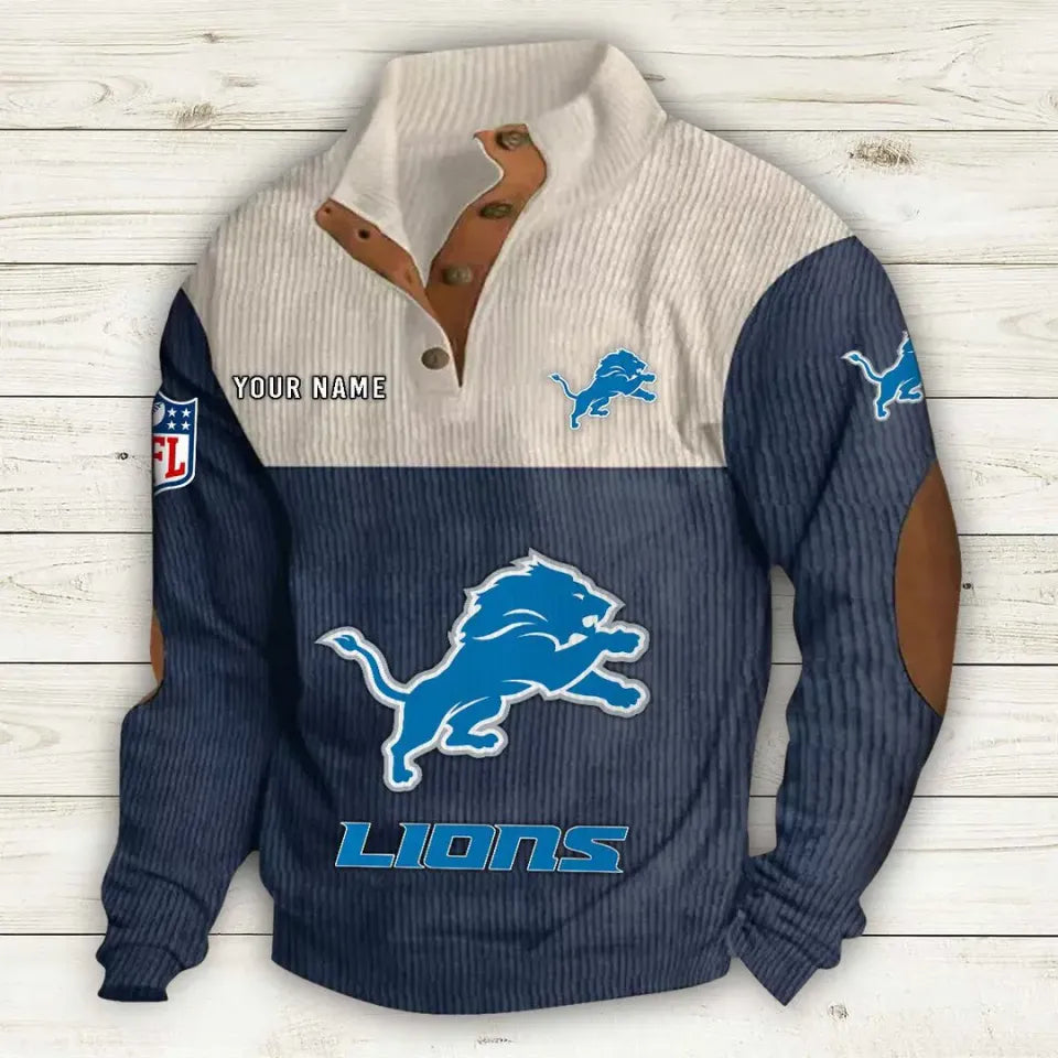 Detroit Lions Corduroy Stand Collar Sweatshirt