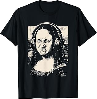 Mona Lisa Bass Face Edm Dj Headphones Music Lover Unisex T-shirt, Sweatshirt, Hoodie (1)