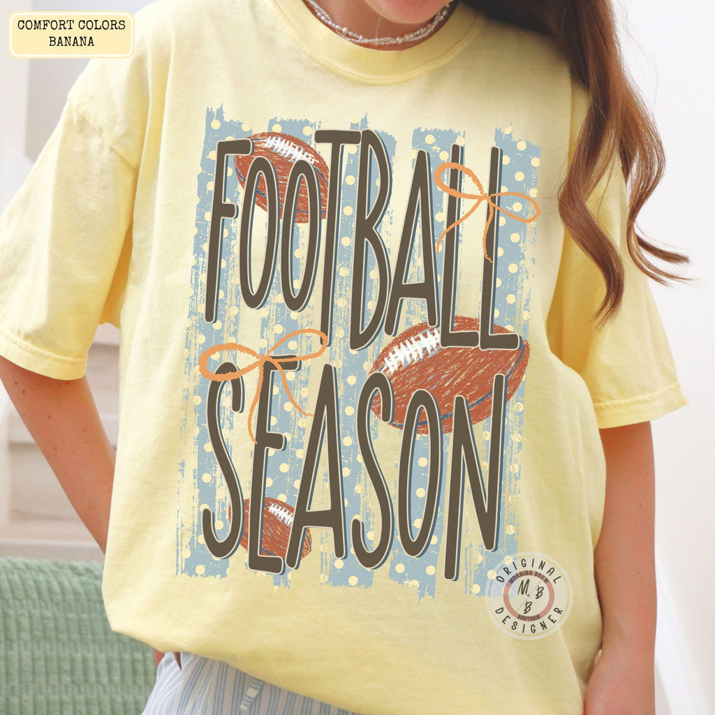 Comfort Colors Football Season Striped Polkado Coquette Game Day Tee Sport Fan Striped (2)