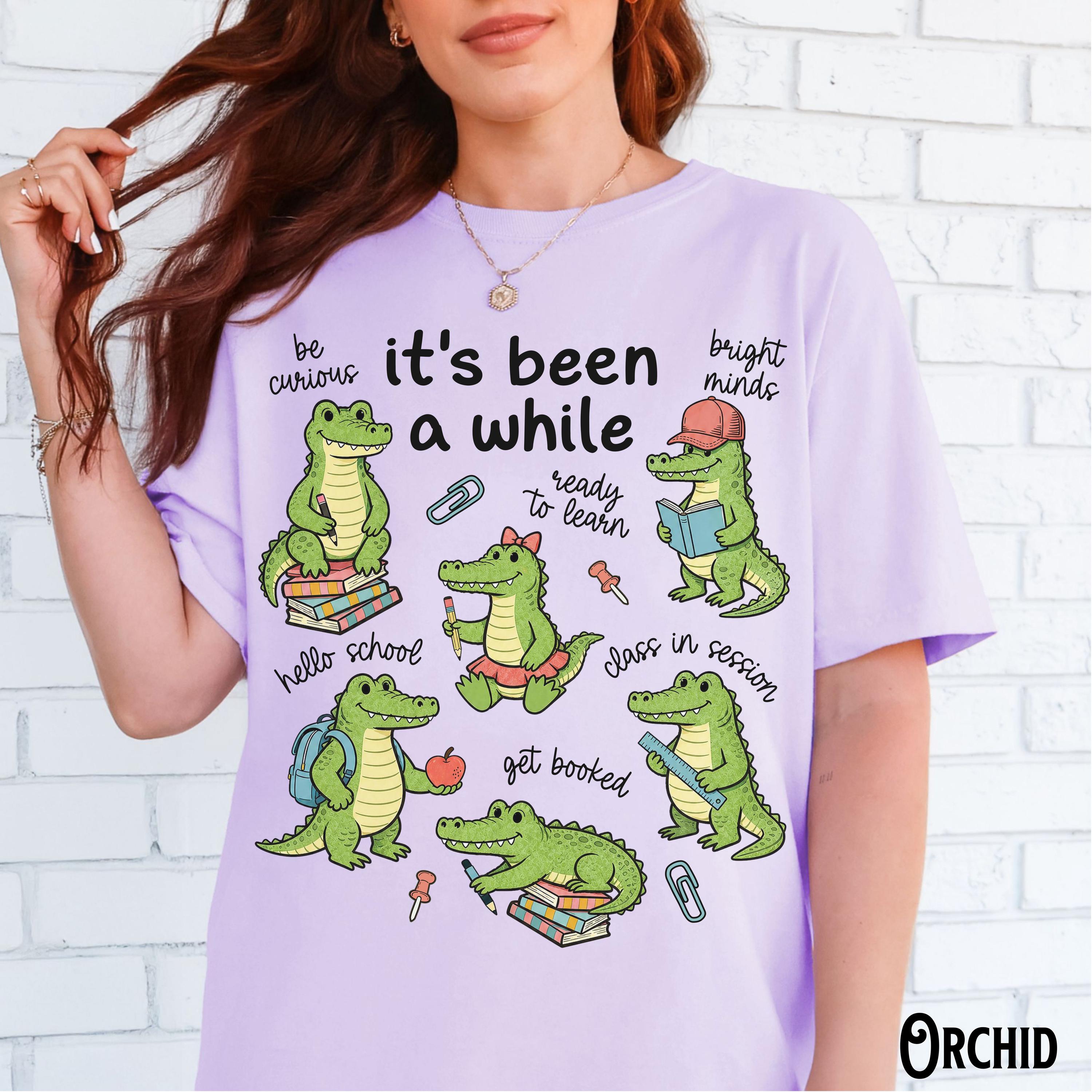 Teacher Back School Teaching Tee Comfort Colors It'S While Crocodile Group Team First Day (3)