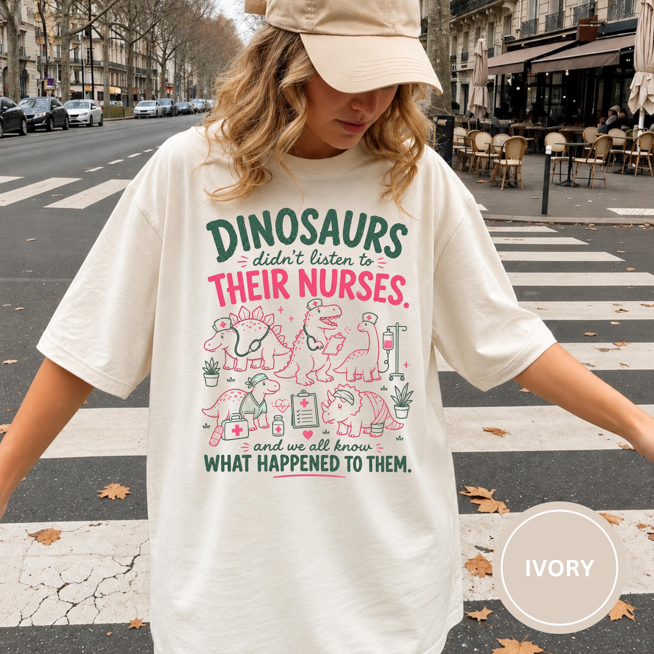 Nurse Rn Pediatric Nurse Tee Nicu Nurse Nurse Week Registered Nurse Comfort Colors Dinosaur Cna (2)