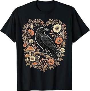 Crow Raven Floral Gothic Nature Unisex T-shirt, Sweatshirt, Hoodie (1)