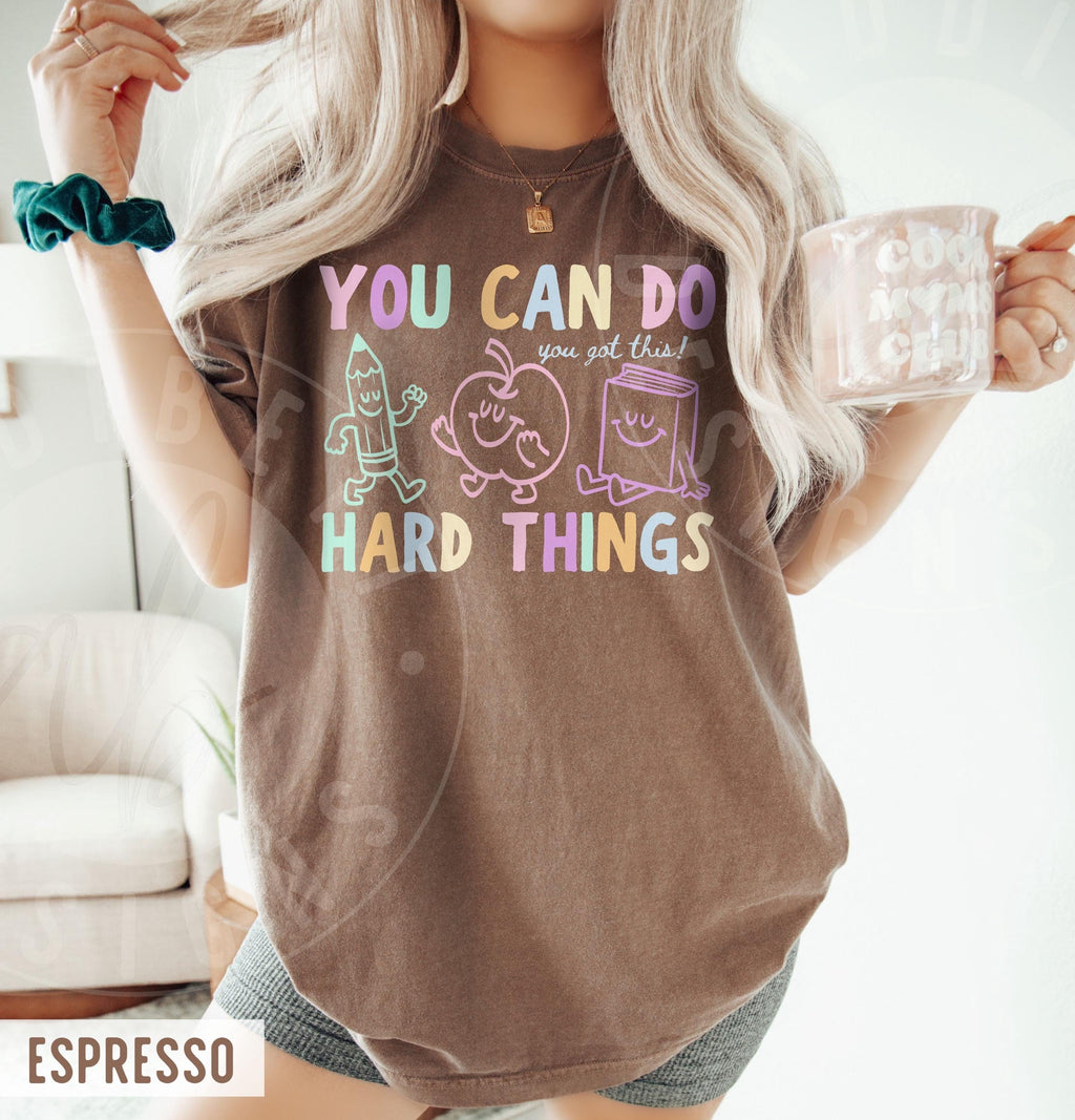 Comfort Colors Hard Things Colorful Retro Doodles Got Teacher Tee (4)