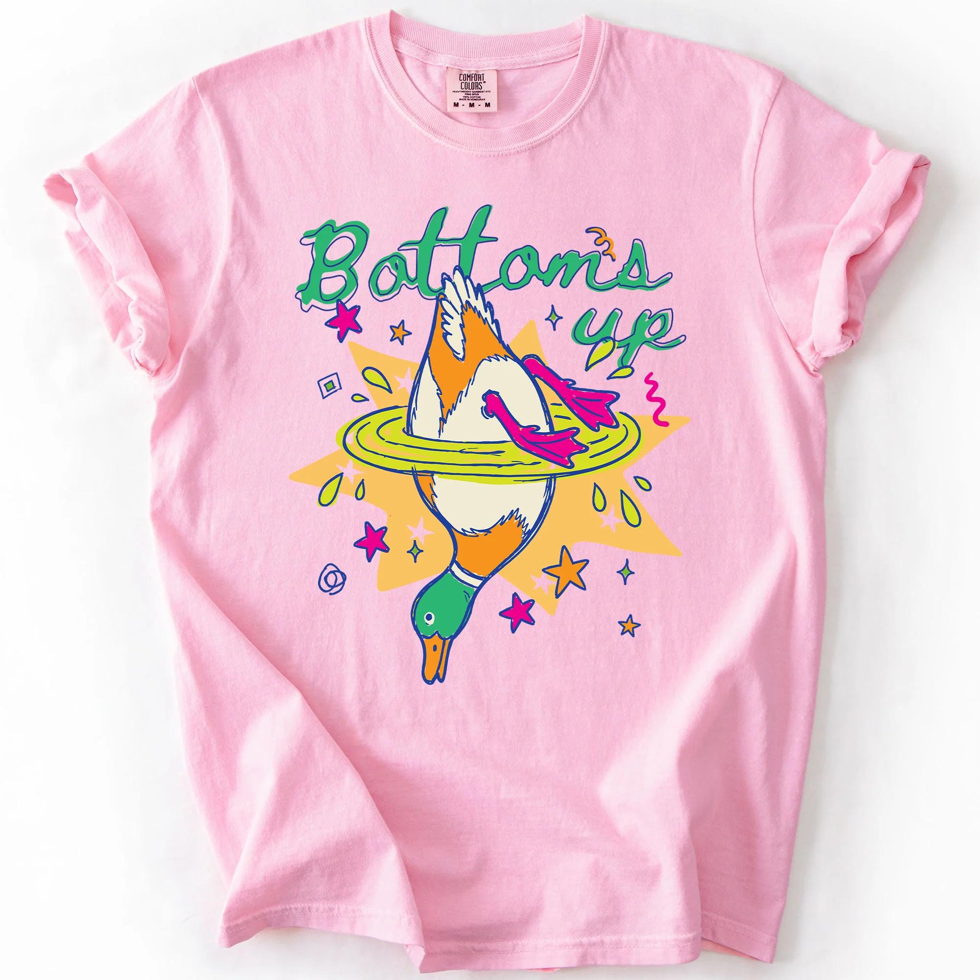 Bottoms Duck Colorful Preppy Mallard Dabbling Splashy Vintage Coastal Weekend Comfort Colors Tee (1)