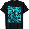 Ovarian Cancer Awareness Flowers Floral Teal Ribbon Unisex T-shirt, Sweatshirt, Hoodie (1)