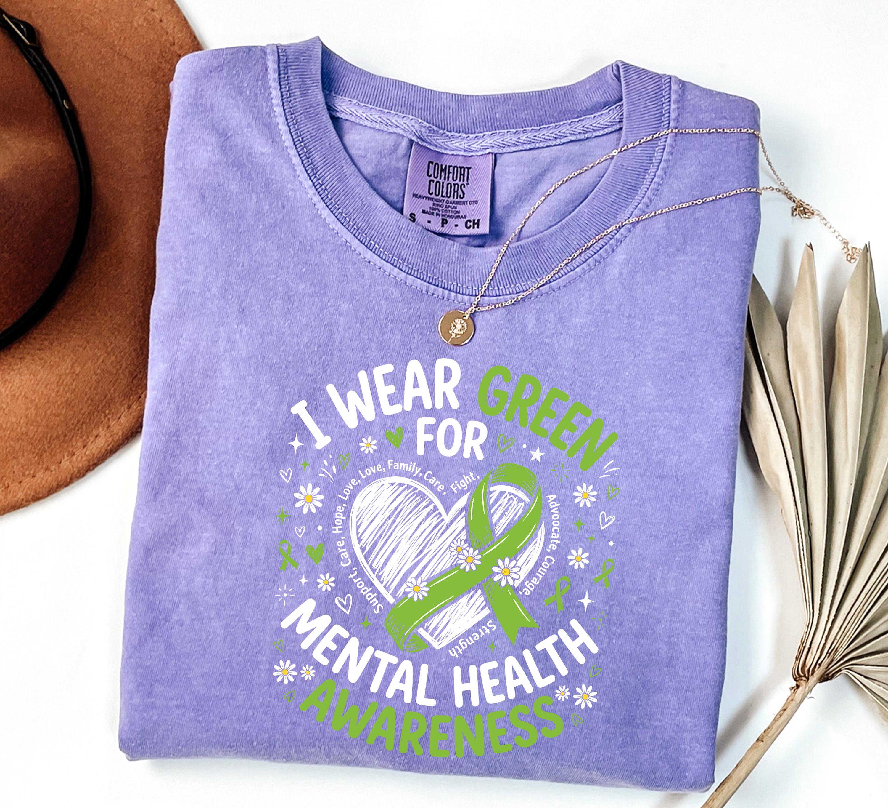 Comfort Colors Mental Health Green Mental Health Awareness Tee Green Ribbon Anxiety Support Therapy (4)