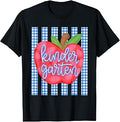 Kindergarten Apple Happy First Day Back School Striped Unisex T-shirt, Sweatshirt, Hoodie (1)