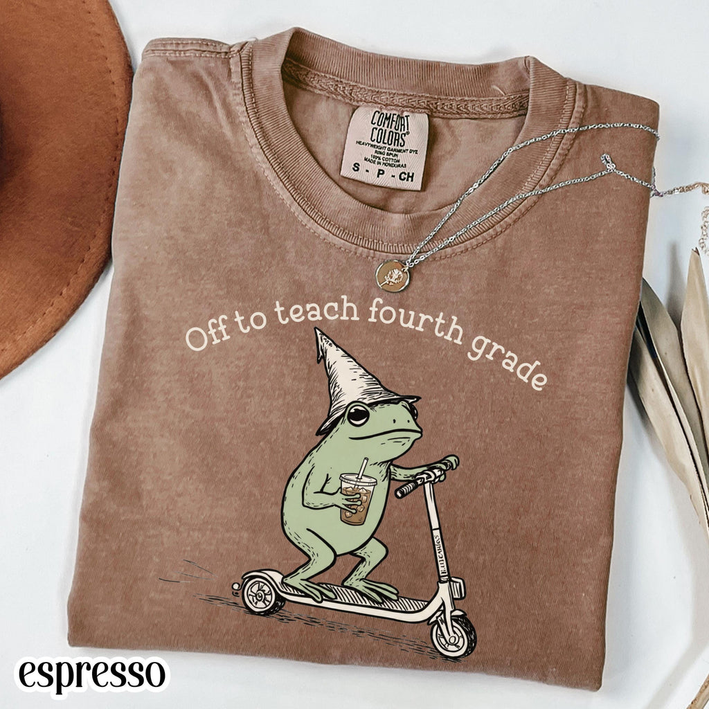 Comfort Colors Fourth Grade 4th Grade Teacher Back School Silly Off Teach Frog Iced Coffee Tee Elementary Teacher (4)