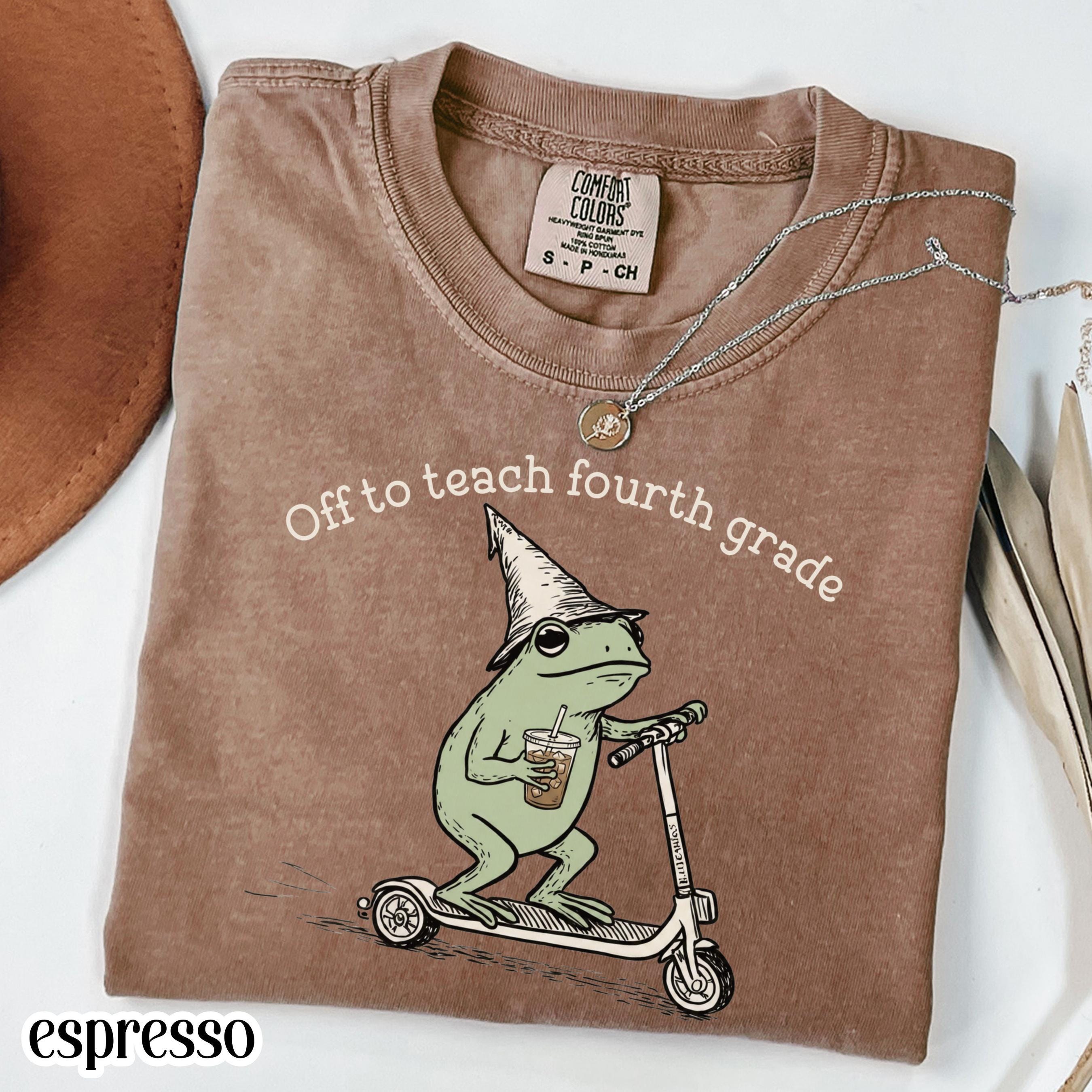 Comfort Colors Fourth Grade 4th Grade Teacher Back School Silly Off Teach Frog Iced Coffee Tee Elementary Teacher (4)
