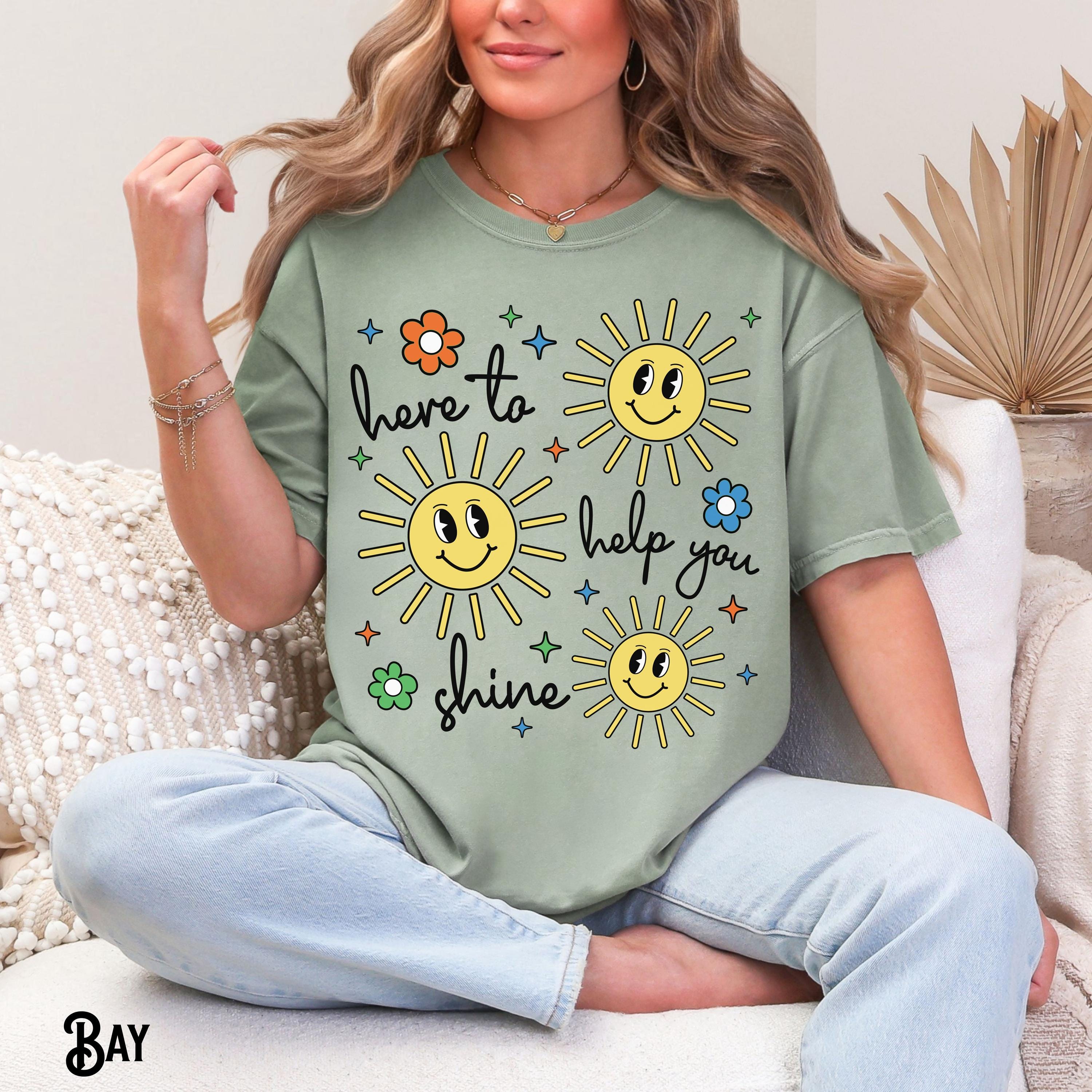 Comfort Colors Teacher Back School Garment-Dyed Tee Here Help Shine Teaching Tee (2)
