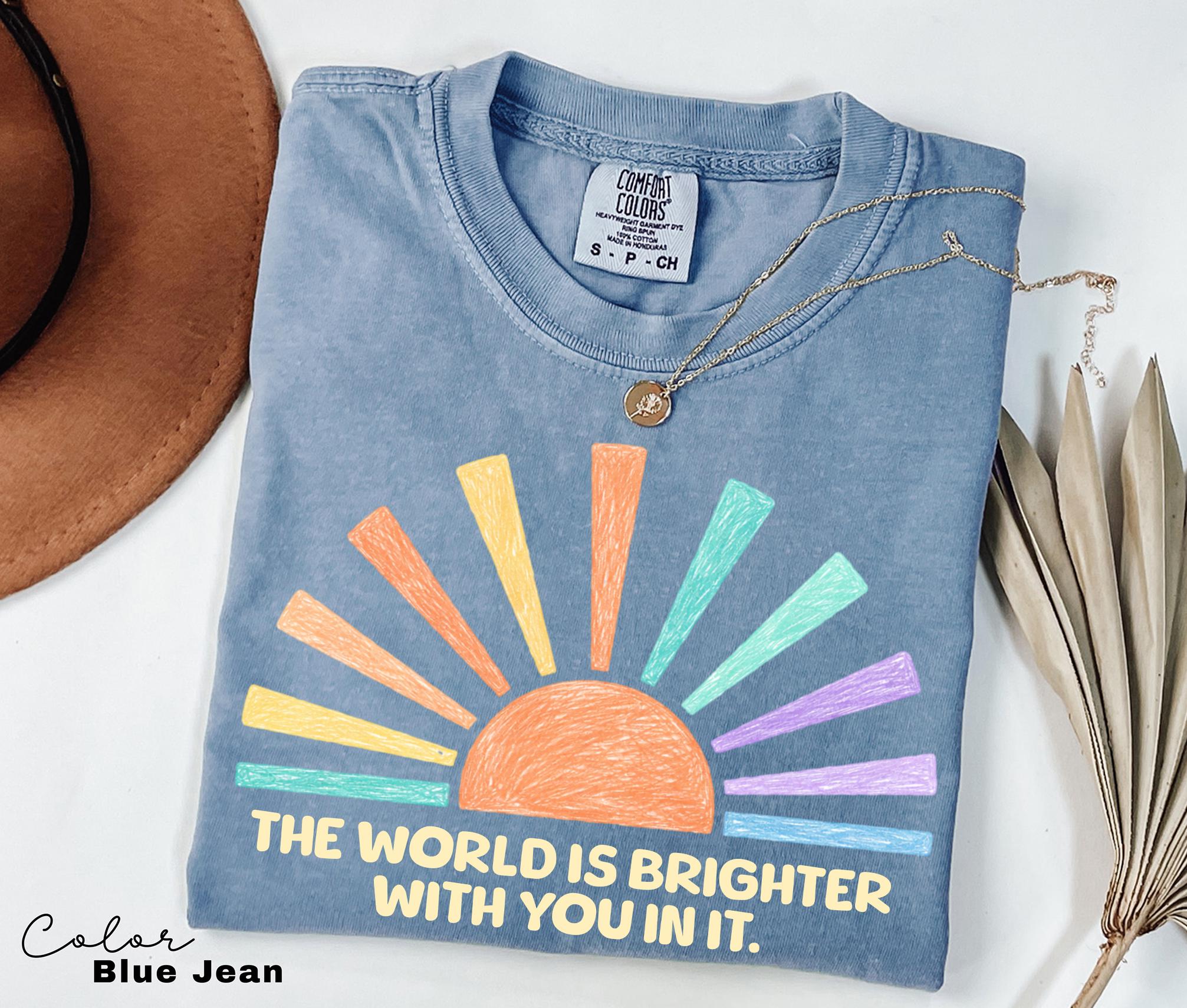 Teacher Mental Health Tee Saying World Brighter School Counselor Comfort Colors (1)