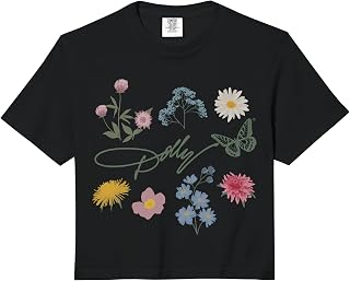 Dolly Parton Signature Encircled Butterfly Flowers Comfort Colors Crop (1)