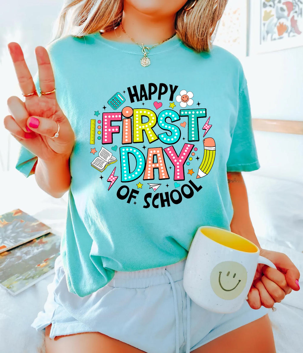 Comfort Colors Happy First Day School Teachers Kindergarten Teacher Teacher Appreciation Back School (1)