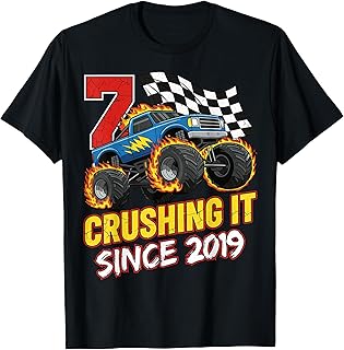 Birthday Monster Truck Year Old 7th Party Born 2019 Unisex T-shirt, Sweatshirt, Hoodie (1)