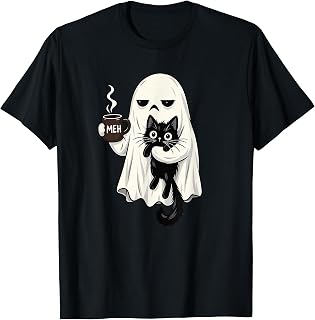 Meh Moody Ghost Black Cat Coffee Halloween Unisex T-shirt, Sweatshirt, Hoodie (1)