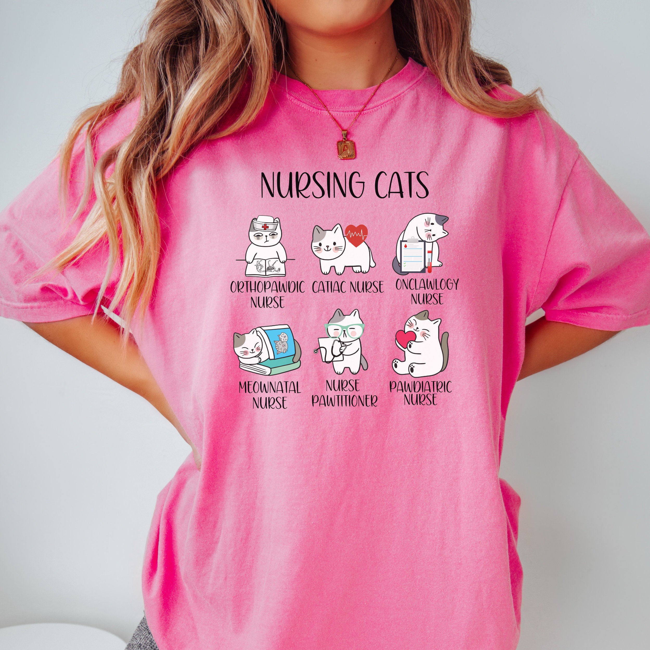 Nursing Cats Nurse Cat Lover Nurse Types Cat Puns Nurse Team Cat Tee Comfort Colors (4)