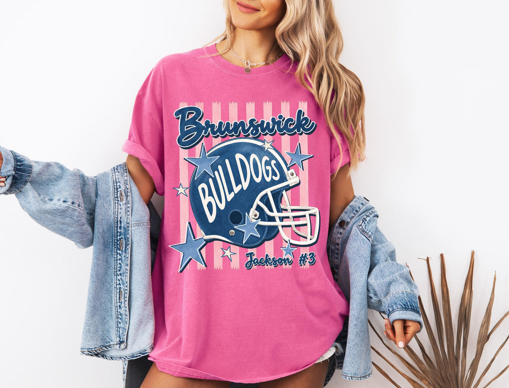 Custom Mascot Stripe Tee Personalized Football Tee Custom Football Game Day School Pride Team Spirit Football (3)