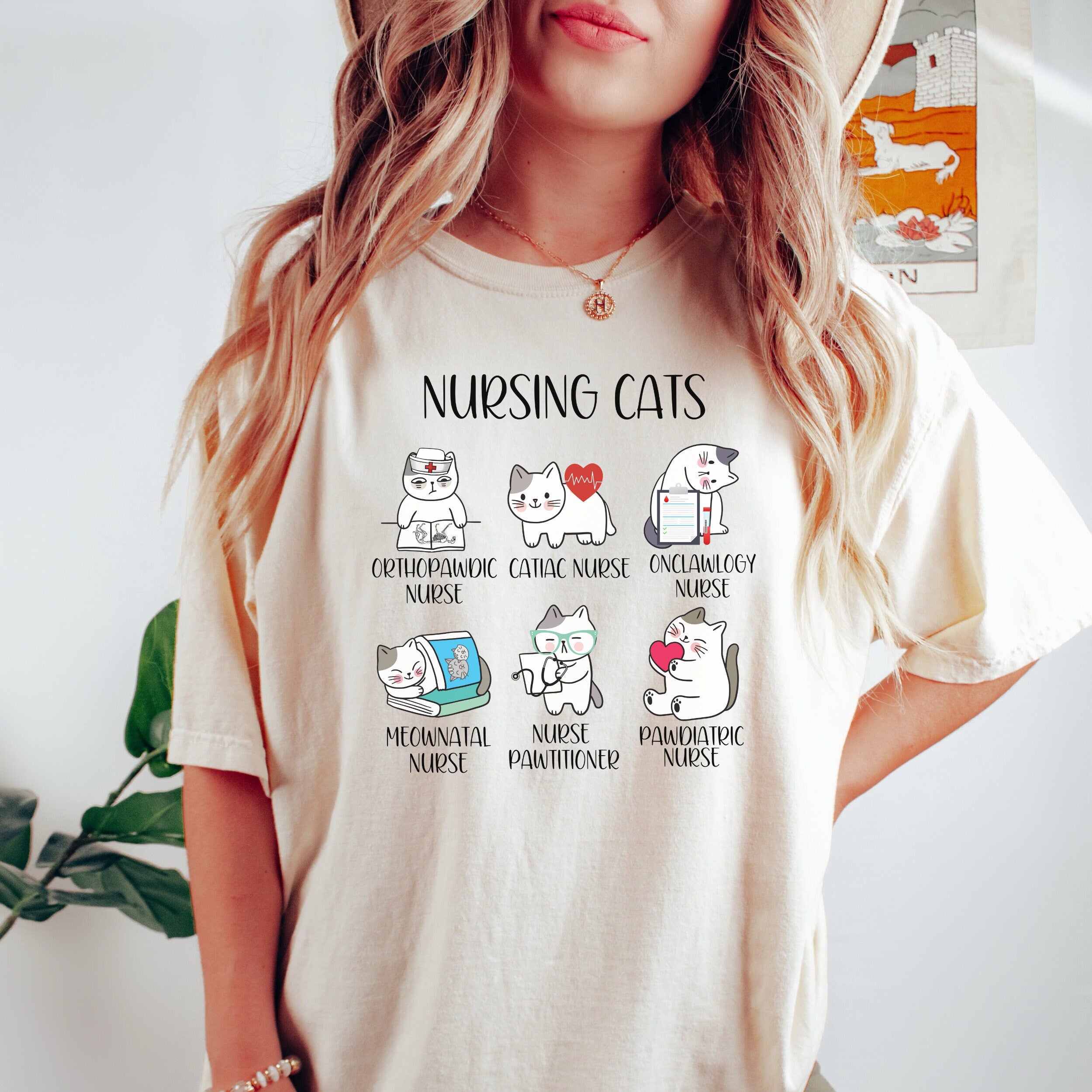 Nursing Cats Nurse Cat Lover Nurse Types Cat Puns Nurse Team Cat Tee Comfort Colors (3)