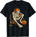 Halloween Skeleton Spooky Pumpkin Gaming Gamer Unisex T-shirt, Sweatshirt, Hoodie (1)